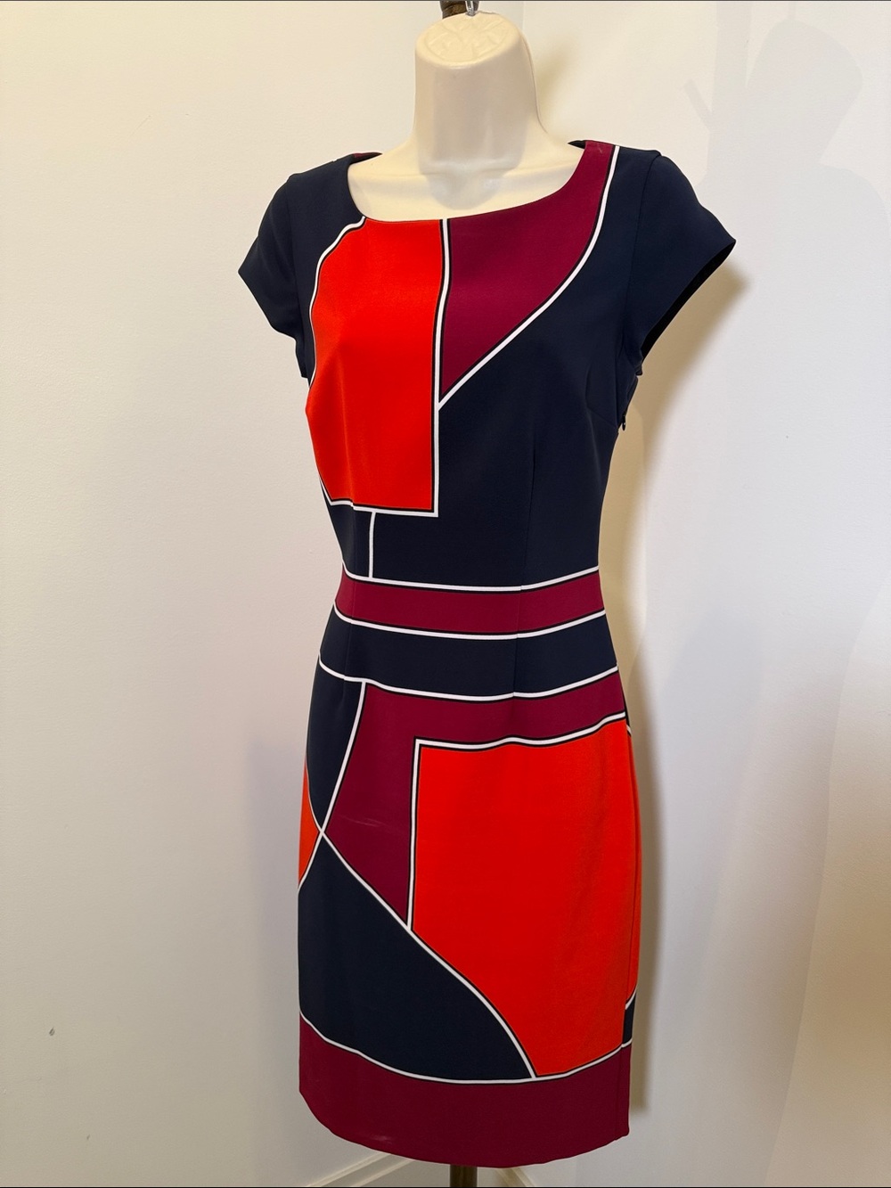 Laundry by Shelli Segal Colorblock Navy & Red Sheath Dress
